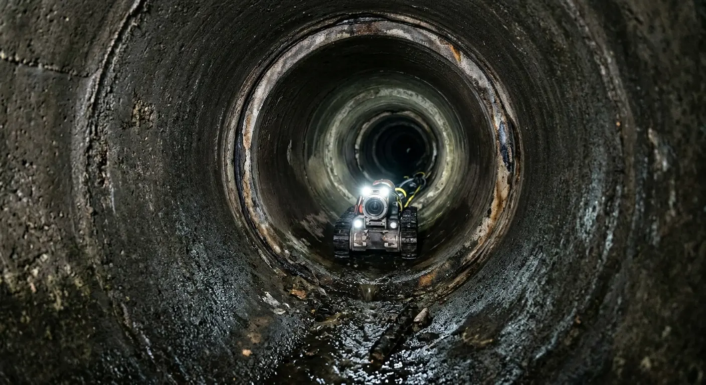 Robotic sewer camera inspecting pipe interior for Sewer Line Cleaning in Bladensburg